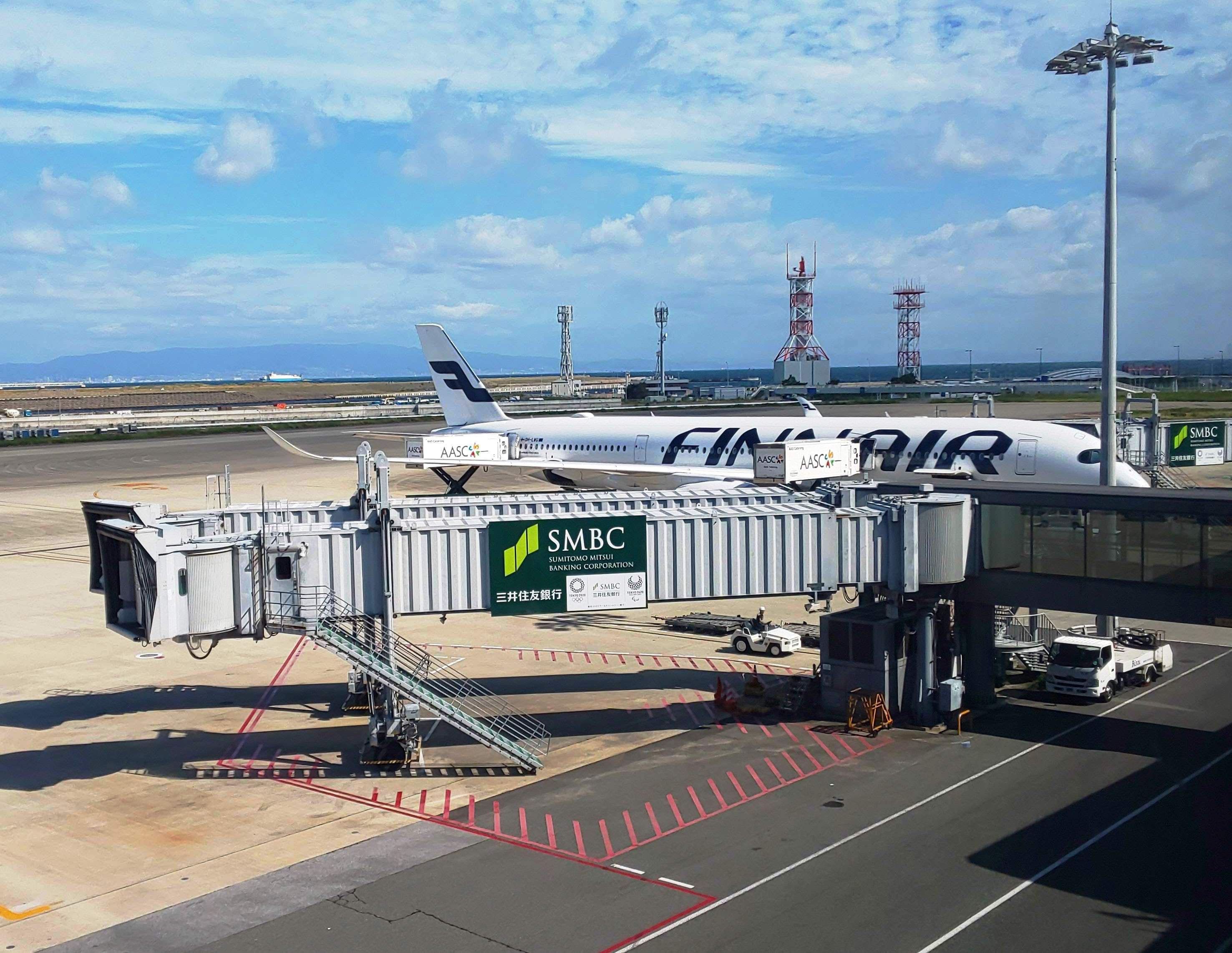 関西空港で出発を待つFinnair機